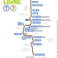パリに新しく開業したトラム「T7号線」の路線図