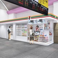 「セブン-イレブン Kiosk」のイメージ。駅のコンコースやホームなどスペースに制約がある場所で展開する。