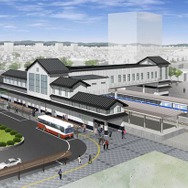 橋上駅舎化は岩槻駅と川俣駅で推進する。画像は本年度の完成が予定されている岩槻駅のイメージ。
