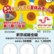 「乗りトク！楽しみ満載夏休みきっぷ」のイメージ。任意の3日間、新京成線を自由に乗り降りできる。
