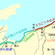 北陸新幹線に並行する信越本線長野～直江津間と北陸本線直江津～金沢間は、2015年3月14日から各県の第三セクターに経営を移管。これに伴いJRは定期券の発売制限を実施する。