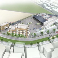 新しい交通局局舎と電車施設。JT工場跡地に建設される。