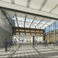 名古屋駅の新しい高層ビル「JRゲートタワー」は2015年度冬の上棟を予定。画像はオフィスエントランス（15階）のイメージ。