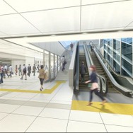 名古屋駅の地下鉄東山線北改札付近のイメージ。JRゲートタワーはJR・名鉄・近鉄・地下鉄各線の名古屋駅に直結させる。