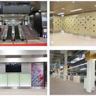 12月13日に北陸新幹線開業100日前イベントの一環として新幹線金沢駅の見学会が開催される。写真は改札内コンコース（左上）、ホーム（右上）、中2階の待合室（左下）と通路（右下）。