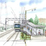 小田栄駅のイメージ。来年3月の開業に向けて工事が進められる。