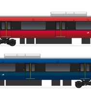 男鹿線に導入される蓄電池電車「EV-E801系」の外観イメージ。2017年春から営業運行を開始する予定。