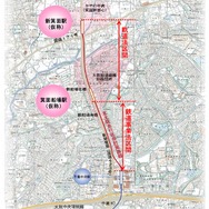 北急の延伸区間。千里中央駅から新御堂筋を北上して箕面新都心を結ぶ。