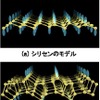 シリセンのモデル（黄：シリコン、青：ダングリングボンド）