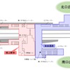 橋上駅舎と自由通路の概要図。