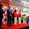 「稲毛の街からメダリストを！」　女子トライアスロン、上田藍選手、加藤友里恵選手、壮行会（JR総武線 稲毛駅、6月18日）