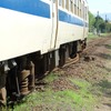 豊肥本線赤水駅踏切で普通列車が脱線していた。