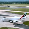 マンチェスターですでに運用されているエミレーツのA380。