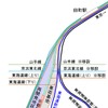 田町～品川間の線路図。今回の切替工事で東海道線の上り線が移設される。