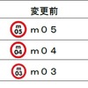 方南町支線各駅の駅ナンバリング。「m」から「Mb」に変わる。