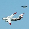 この日のチェイス機はT-4。先に離陸して、後方から追いかけていくスタイル。