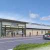新駅の駅舎イメージ。2018年春の開業を予定している。