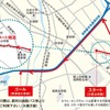 ウオーキングイベントのルート。雑餉隈駅付近に設けられた仮線を約300m歩く。