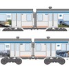 相鉄グループの創立100周年を記念して運行されるラッピング列車のイメージ。11000系の車体を歴代の車両で装飾する。