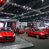 出展車の大半をソウルレッドで揃えて展示したマツダブース