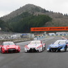 今季のGT500を戦う3車種、GT-R、LC500、NSX-GT。