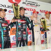 優勝会見にて。右から平川、キャシディ、GT300クラス優勝の谷口信輝、片岡龍也。