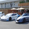 日産のEV。左からリーフ、リーフNISMO RC、ブレードグライダー。