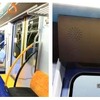 車内は全席ロングシート。ドア上には液晶モニターが設置された。