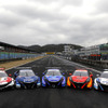 開幕戦岡山、GT500クラスのNSX-GT勢5台が並んでの記念撮影。