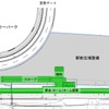 新駅の平面図（下方が北）。あしかがフラワーパークの近くに設けられる。