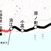 常磐線いわき～岩沼間の路線図。竜田～富岡間が再開すると、残る不通区間は原発事故の影響が大きい富岡～浪江間だけになる。