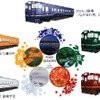 道南いさりび鉄道の「道南の四季」色ラインナップ。今回は「ながまれ号」を除く4両が連結される。