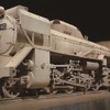 段ボール製の実物大D51。イメージではデフレクターが門司鉄道管理局式（門デフ）になっているが、広島駅での展示は通常タイプのデフレクターになる。