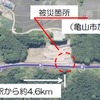 関西本線の被災地点。加太駅から約4.6kmの地点で法面が崩壊した。