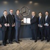 左から、MBSJ 鈴木副社長、MBJ 荒垣副社長、MBJ アルブレヒト副社長、MBJ 上野社長、上組 深井社長、上組 田原常務、MBSJ 濱田社長、MBSJ 竹田副社長