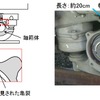 亀裂が発生した「軸箱体」の部位（左）と亀裂の状態（右）。名古屋寄り先頭車の後位台車で発見され、その進行方向右側前部の軸箱体に亀裂が入っていた。