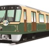 グリーンとクリームの2色で横浜市電のレトロ感を出すグリーンライン10000形の10周年記念装飾列車（イメージ）。