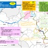 代替バス路線の全体像。3区間に分けて基幹路線を設定。重複する既存路線は整理・統合する。