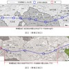 大深度地下を利用する区間の詳細図。上が東京側、下が名古屋側。