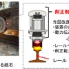 レール削正車の仕組み。レールに高速回転する砥石を押しつけることでレールの表面を削る。