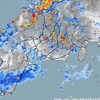 JR東海の雨量レーダーを用いた雨量情報モニター。新たな運転規制に伴なうシステム改良には、およそ4億4000万円が投入される。