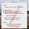 「NameChanger」メニューの「Preferences」を選び、表示された画面で「Hide extensions by default」にチェックマークを付ける