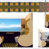 1号車（グリーン車）のイメージ。ボックス状のシートを1人で使用する。双方のシートの背もたれを倒すとベッドにすることができる。かつての開放式A寝台に似たイメージだ。