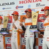 左からGT500優勝の関口雄飛、中嶋一貴、GT300優勝の高木真一、ショーン・ウォーキンショー。