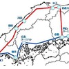 山陽本線貨物列車の迂回ルート（赤線部分）