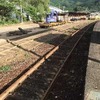土砂流入が発生した立間駅の復旧状況。