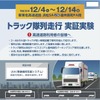 トラック隊列走行 実証実験の告知ポスター（新東名高速道路　浜松SA－遠州森町PA間）