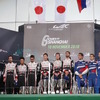 トヨタ1-2となったLMP1クラスの表彰式。3位の段にはJ.バトンの姿も（右端）。