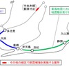 JR東海の高架橋柱耐震補強計画。緑線と青線部分の合計5078本が施工済で、今後は青線と赤線部分の3338本がおよそ10年先を見据えて補強される計画。