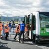 「道の駅」を拠点とした自動運転サービスの実証実験の様子